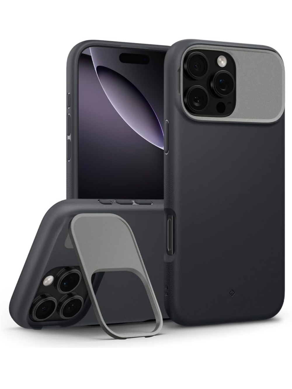 Caseology Mag Kickstand iPhone 16 Pro Max Case Military Grade Black Sesame